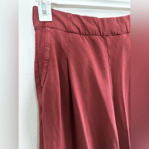Aerie XS Wide Leg Lounge Pants 100% Cotton Muted Burgundy Soft Cozy Pull-On - Picture 2 of 9